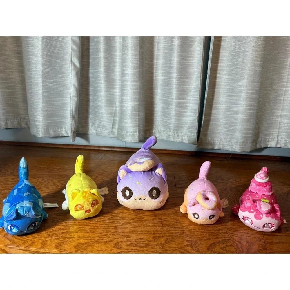 Aphmau Meemeows Lot of 5 Plush - Sunshine, Saphire, Donut Cat, Ice Cream Cat EUC